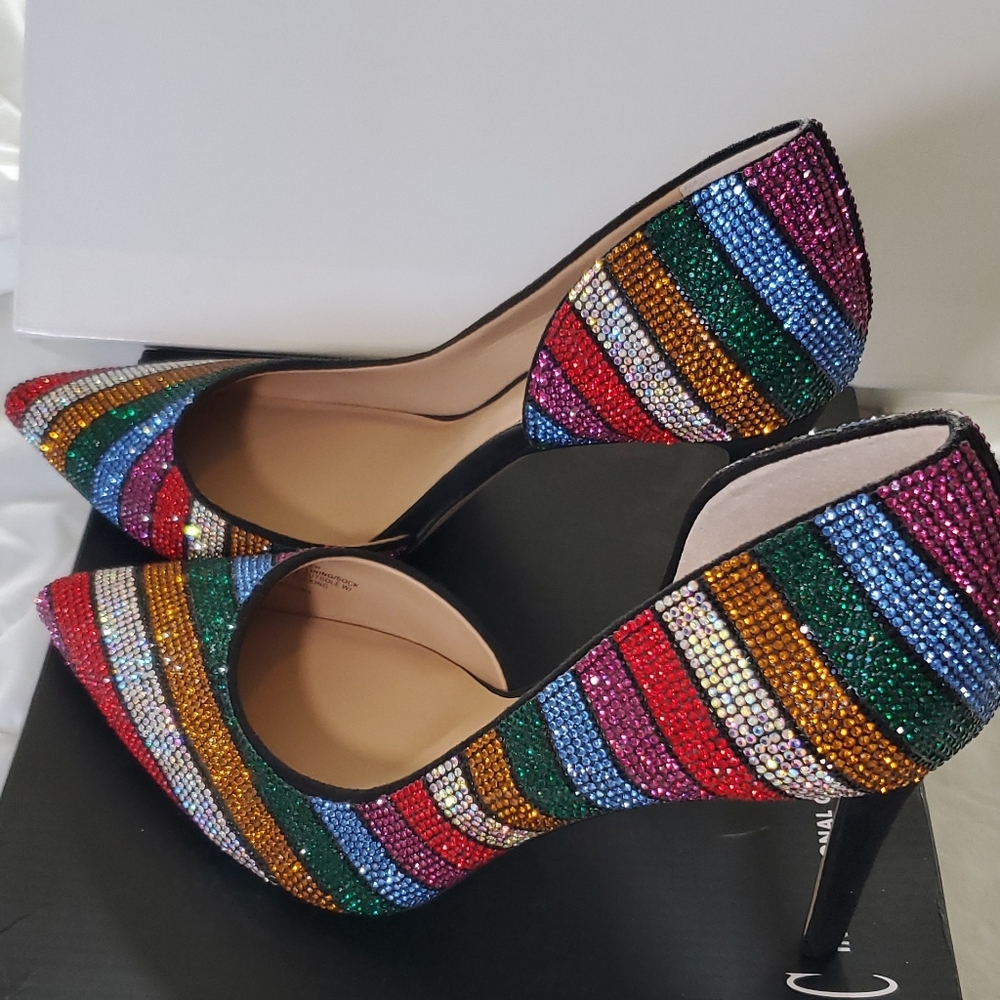 INC International Concepts Multicolor Rhinestone Heels - Picture 3 of 7